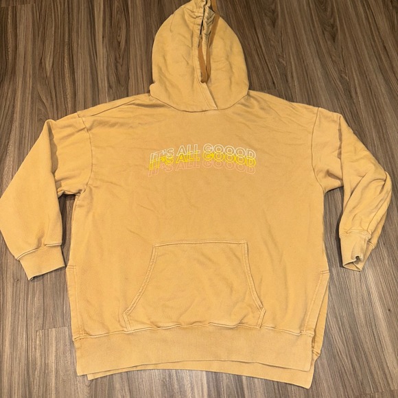 Offline by Aerie oversize Womens Hoodie Sweatshirt It's All Good beige Yellow XL - Picture 1 of 9